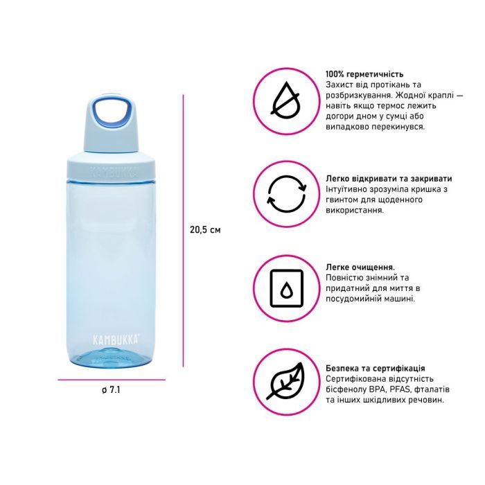 Пляшка для води Kambukka Reno тританова 500 мл сіра (11-05024) зображення 3