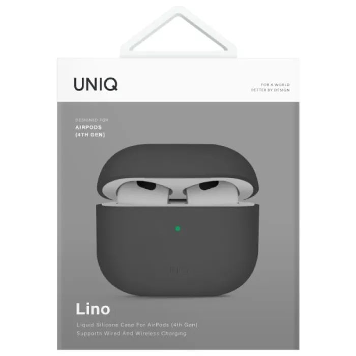 Чехол для наушников Uniq Lino AirPods 4 Silicone Ash Grey (8886463691373) изображение 5