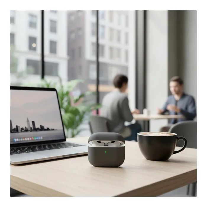 Чехол для наушников Uniq Lino AirPods 4 Silicone Ash Grey (8886463691373) изображение 9