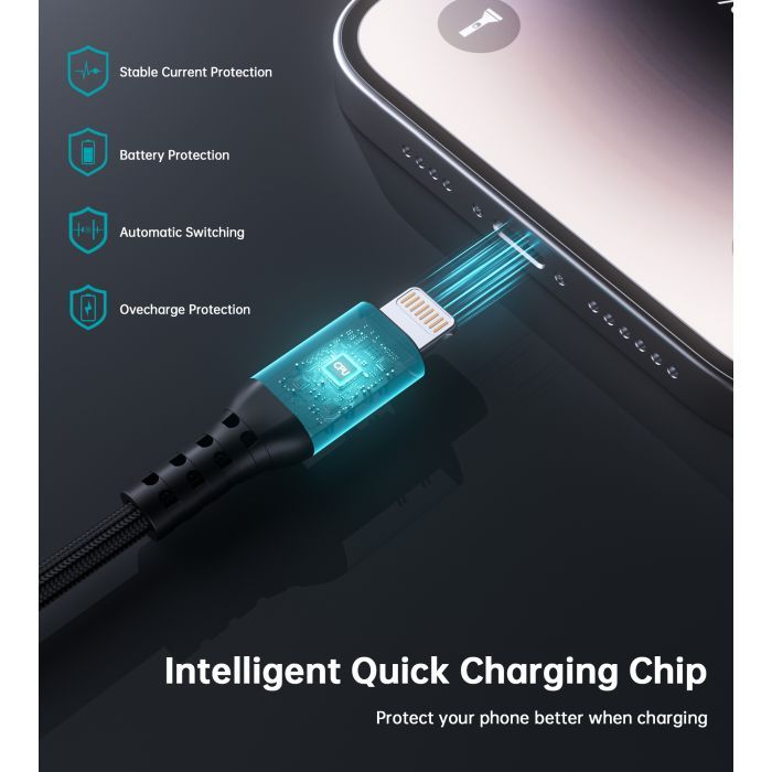 Дата кабель USB-C to Lightning 1.8m MFi PD20W braided black Choetech (XCL-1021-BK) изображение 5