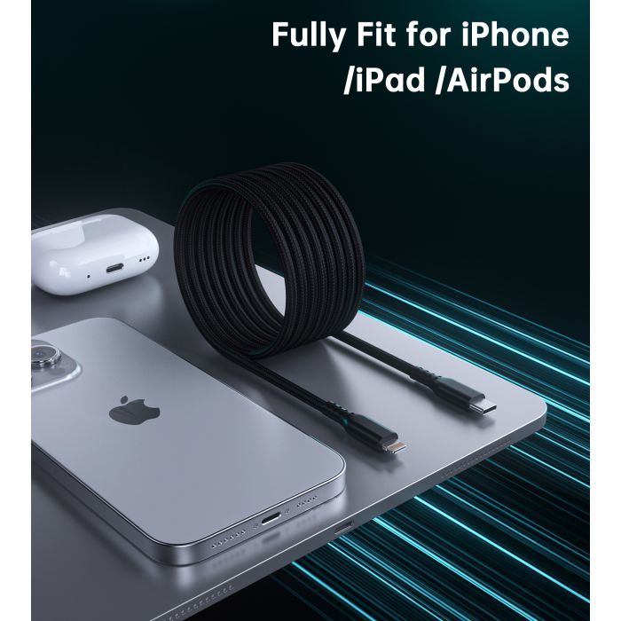Дата кабель USB-C to Lightning 1.8m MFi PD20W braided black Choetech (XCL-1021-BK) изображение 7