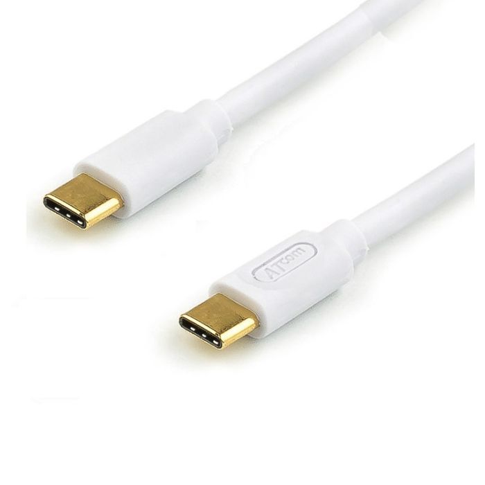 Дата кабель USB-C to USB-C 3.0m 60W 3A QC 3.0 white Atcom (AT-C30)