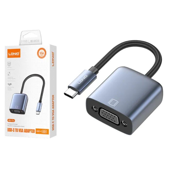Перехідник USB-C to VGA 1080P LDNIO (HD-11C)