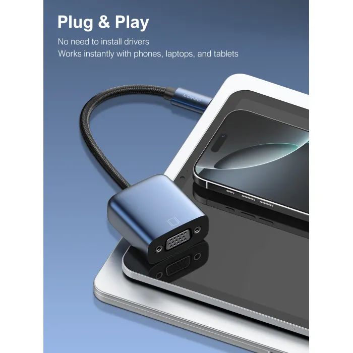 Перехідник USB-C to VGA 1080P LDNIO (HD-11C) зображення 3