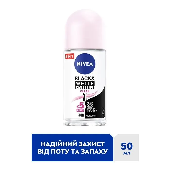 Антиперспірант Nivea Black & White Invisible Clear 50 мл (4006000032481) зображення 3