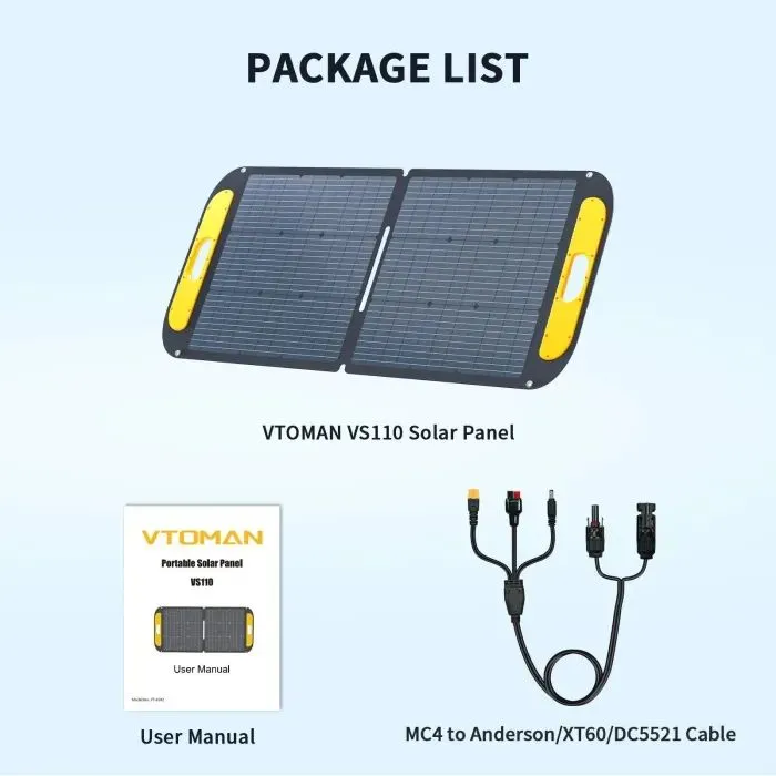 Портативна сонячна панель Vtoman 110W 19V IP67 MC-4/Anderson/XT60/DC5521 (VS110) зображення 6