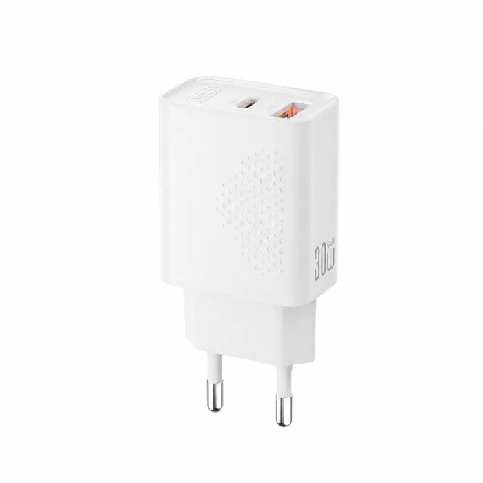 Зарядное устройство XO QC16U 1xUSB-C PD30W + 1xUSB QC3.0 GaN white (XO-QC16U)