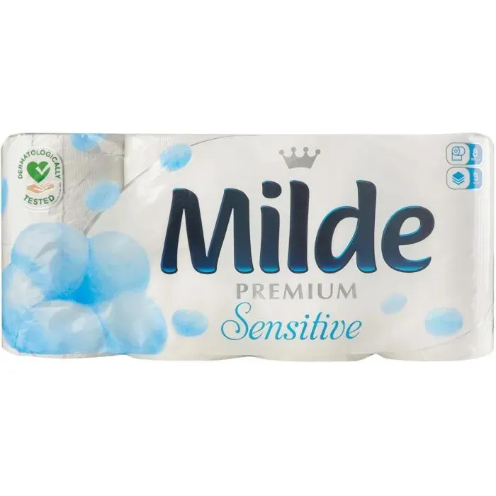 Туалетний папір Milde Sensitive 3 шари 8 рулонів (3800024035470)