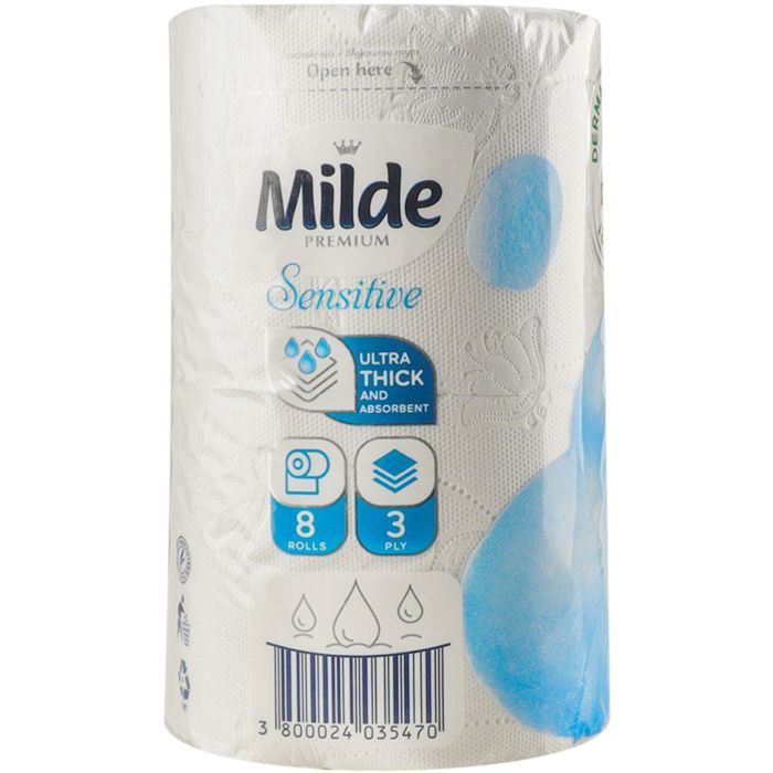 Туалетний папір Milde Sensitive 3 шари 4 рулони (3800024035487) зображення 3