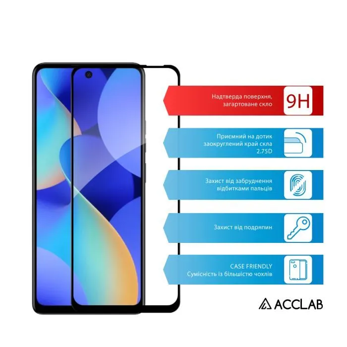 Скло захисне ACCLAB Full Glue ESD Tecno POP 10 Black (1283126627958) зображення 3