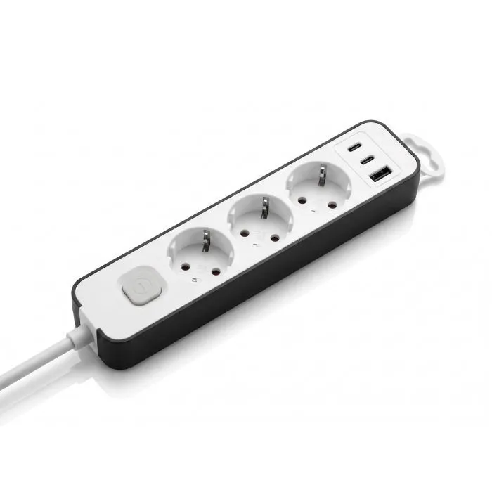 Сетевой удлинитель 2E TwoColors, 3xSchuko, 16A, 3m, white-black (2E-U03ESU33WB)