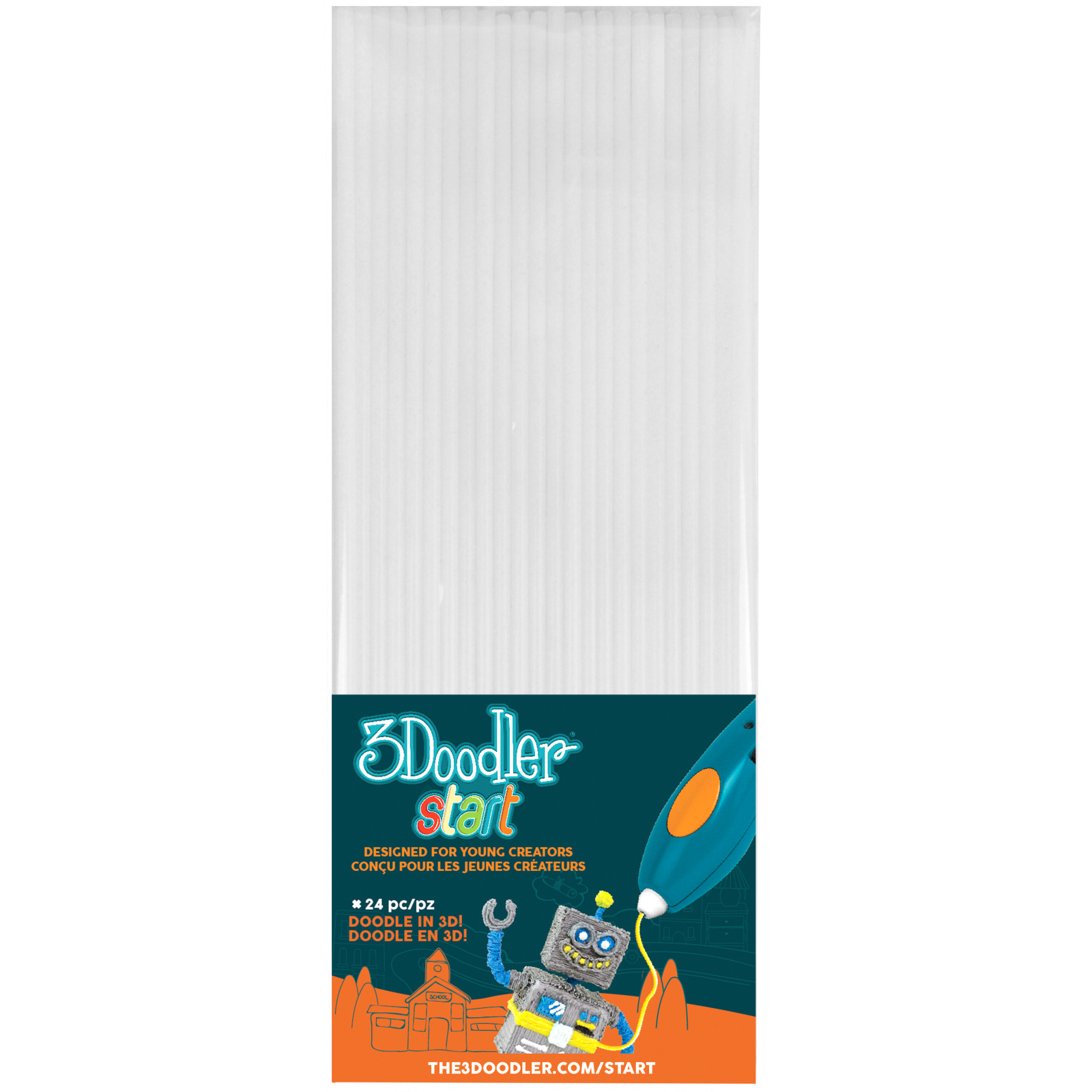 Стержень для 3D-ручки 3Doodler Start белые 24 шт (3DS-ECO01-WHITE-24)