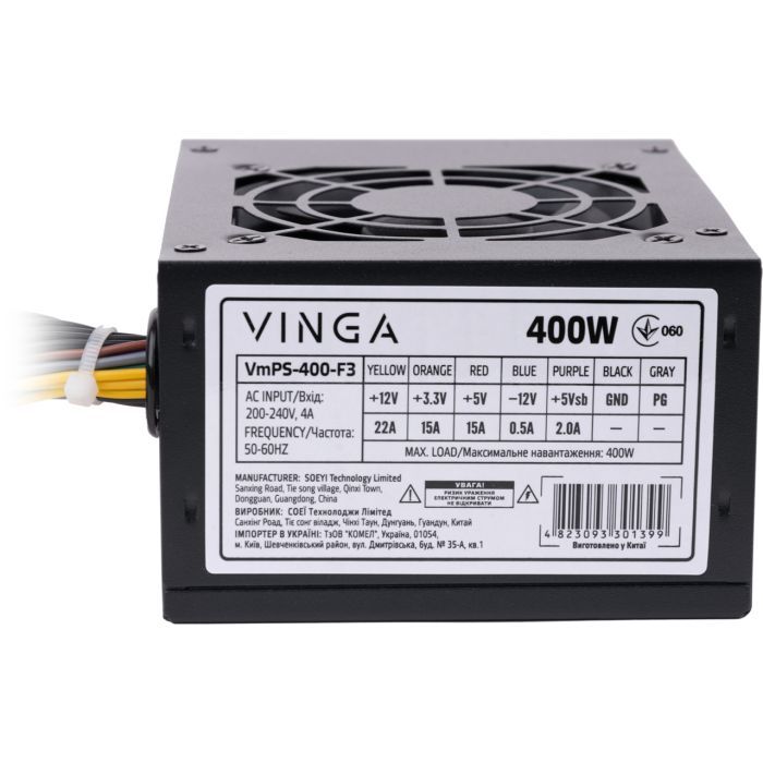 Блок питания Vinga 400W (VmPS-400-F3) изображение 3