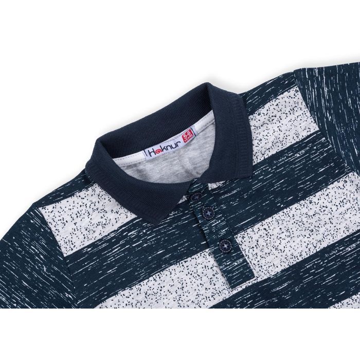 Футболка детская Haknur поло в полоску (6617-122B-blue) изображение 3