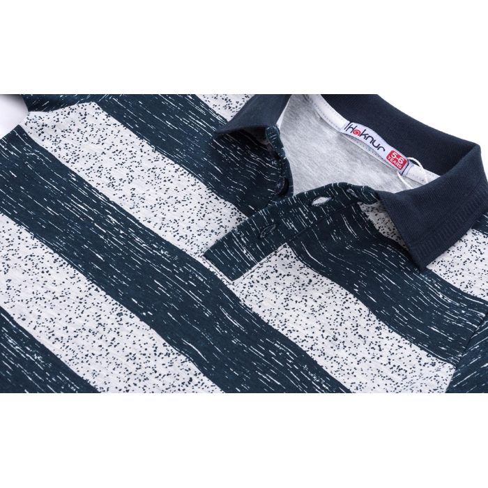 Футболка детская Haknur поло в полоску (6617-122B-blue) изображение 4