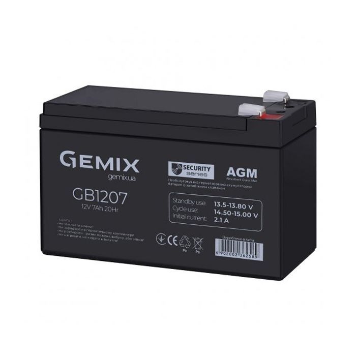 Батарея к ИБП Gemix GB 12В 7Ач (GB1207) изображение 2