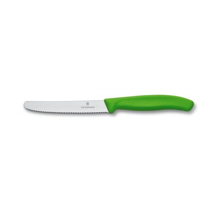 Кухонный нож Victorinox SwissClassic для овощей 11 см, волнистое лезвие, зеленый (6.7836.L114)