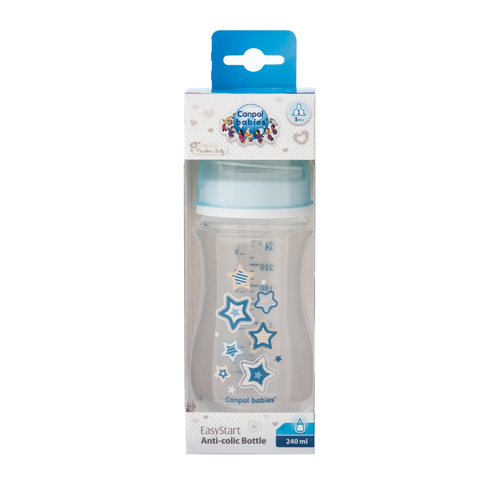 Бутылочка для кормления Canpol babies антиколиковая EasyStart Newborn baby с широк.отверст. 240 мл (35/217_blu) изображение 3