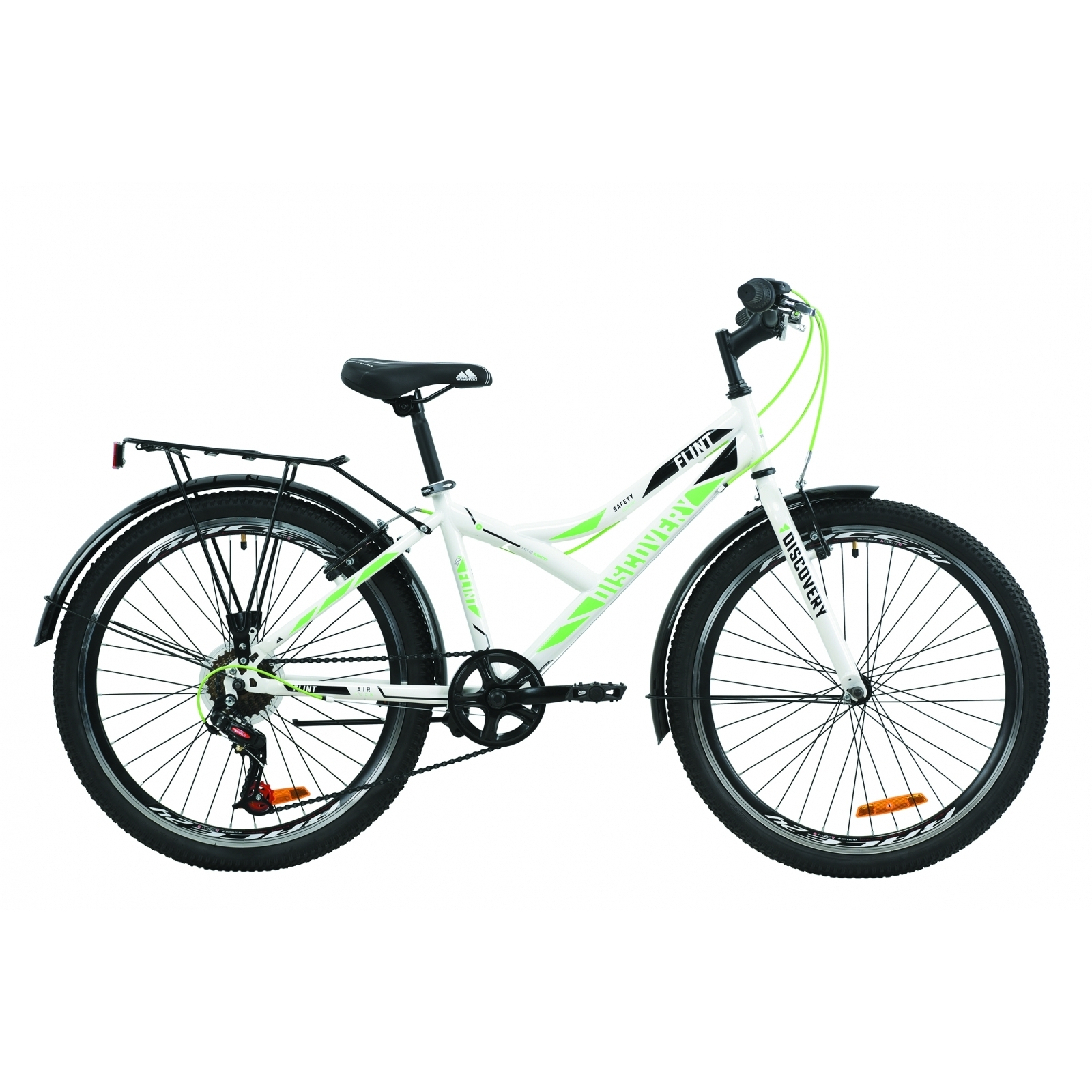 Велосипед Discovery 24" FLINT Vbr рама-14" St 2020 бело-зеленый с багажником (OPS-DIS-24-174)