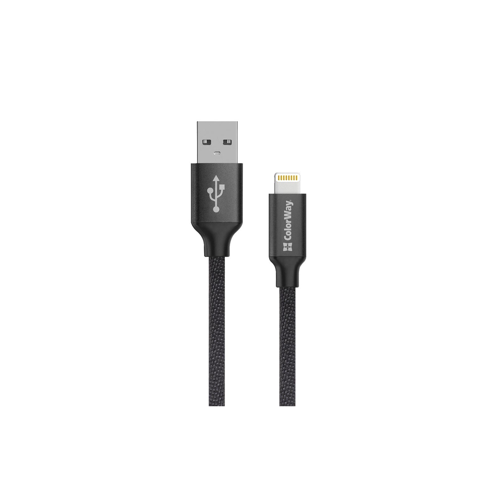 Дата кабель USB 2.0 AM to Lightning 2.0m black ColorWay (CW-CBUL007-BK)