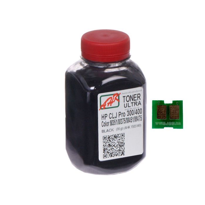 Тонер HP CLJ Pro 300/400/M475, 90г Black +chip AHK (1505161)