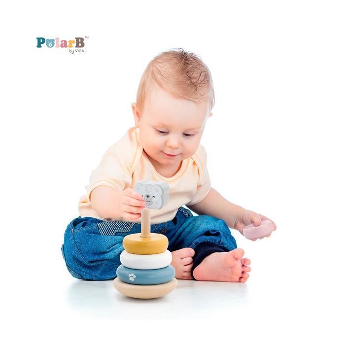 Развивающая игрушка Viga Toys Пирамидка PolarB Белый медведь (44005) изображение 5