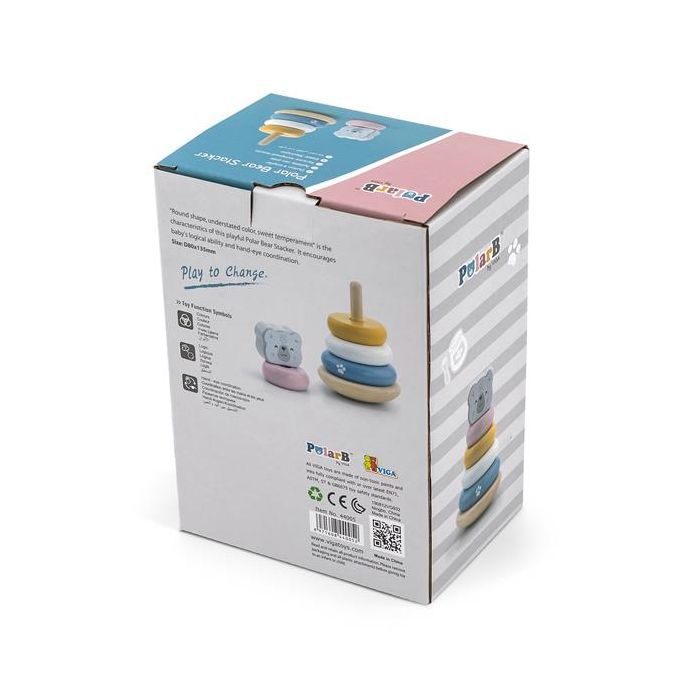 Развивающая игрушка Viga Toys Пирамидка PolarB Белый медведь (44005) изображение 6