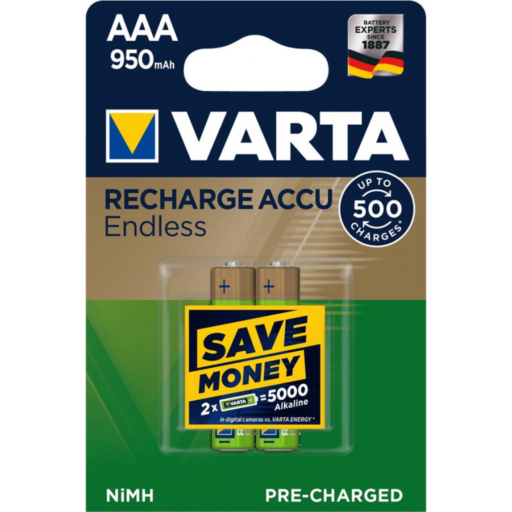 Акумулятор Varta AAA Rechargeable Accu Endless 950mAh * 2 (56683101402)
