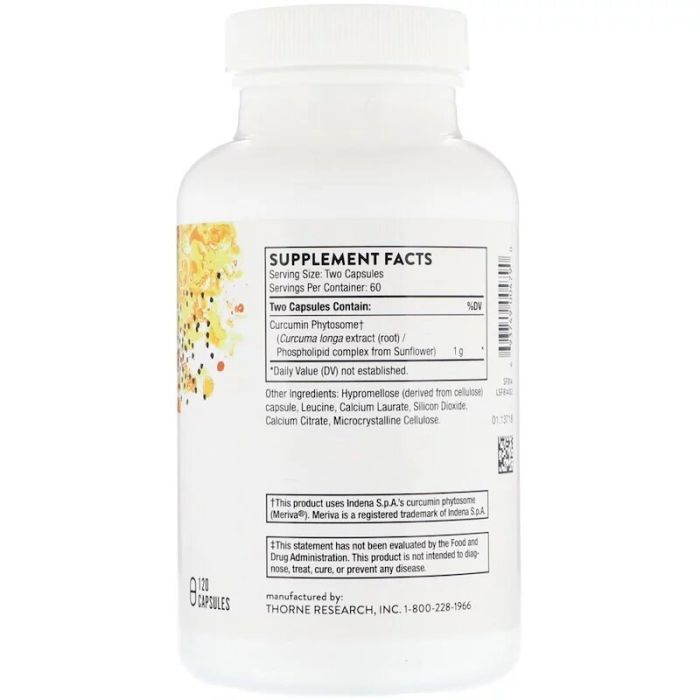 Антиоксидант Thorne Research Фітосоми куркумін 500-SF, Curcumin Phytosome Meriva, 120 гел (THR-00479) зображення 2