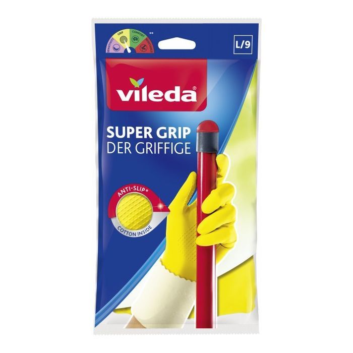 Перчатки хозяйственные Vileda Super Grip латексные L 1 пара (4023103092624)