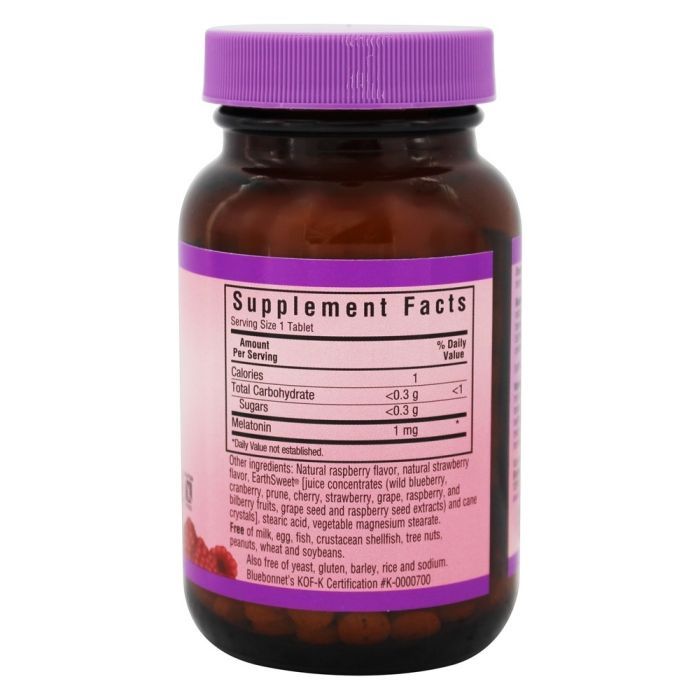 Амінокислота Bluebonnet Nutrition Мелатонін 1 мг, Смак Малини, Earth Sweet Chewables, 60 жувал (BLB0990) зображення 2