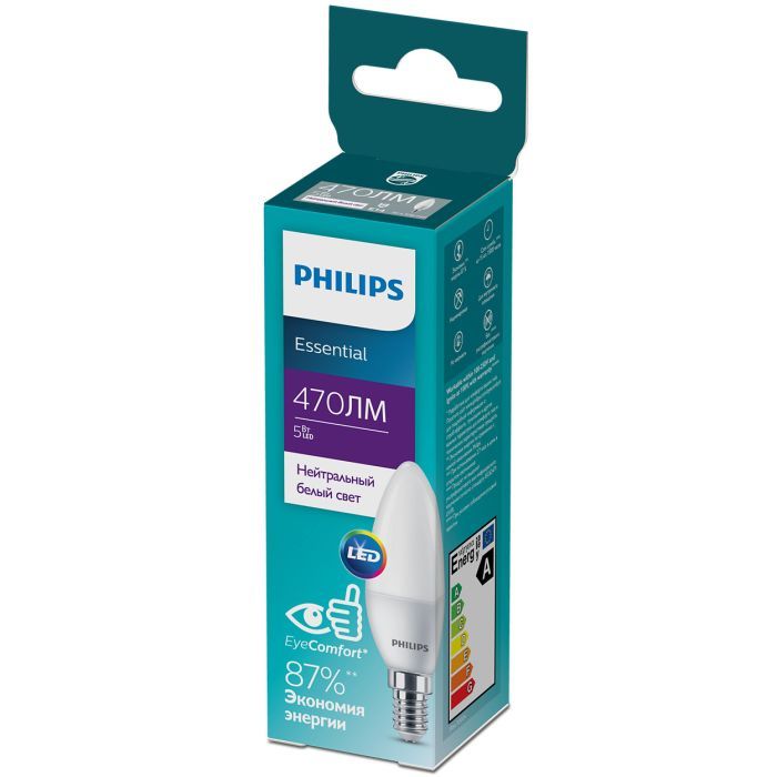 Лампочка Philips ESSLEDCandle 5W 470lm E14 840 B35NDFRRCA (929002968807) изображение 2