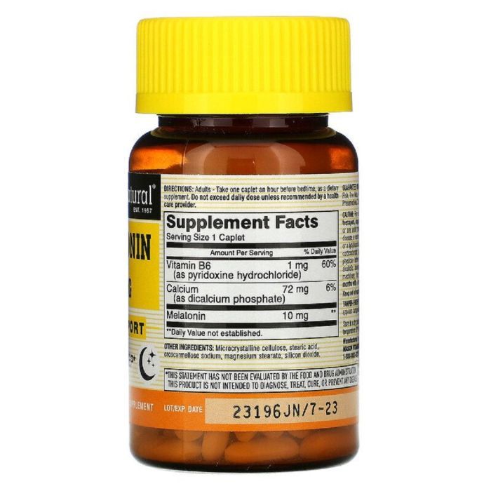 Аминокислота Mason Natural Мелатонин 10 мг, Melatonin, 60 каплет (MAV18105) изображение 2