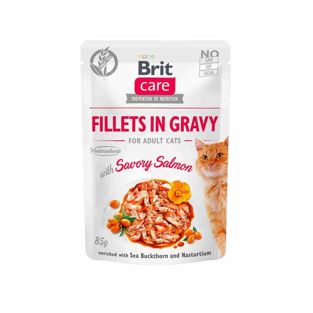 Вологий корм для кішок Brit Care Cat pouch 85 г (пікантний лосось у соусі) (8595602540525)