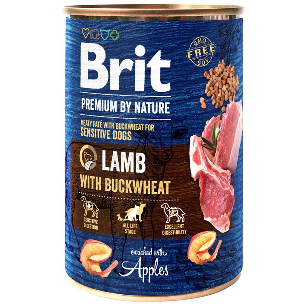 Консервы для собак Brit Premium by Nature ягненок с гречкой 800 г (8595602538638)