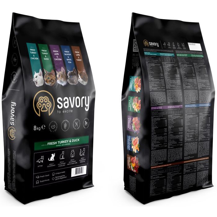 Сухий корм для кішок Savory Adult Cat Gourmand Fresh Turkey and Duck 2 кг (4820232630051) зображення 2