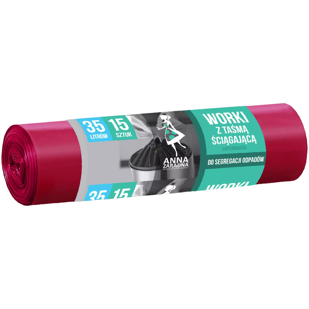 Пакеты для мусора Anna Zaradna с завязками красные LDPE 35 л 15 шт. (4820102053546)
