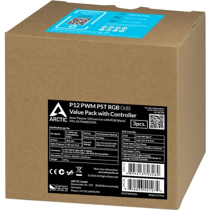 Кулер для корпуса Arctic P12 PWM PST RGB (ACFAN00229A) изображение 4