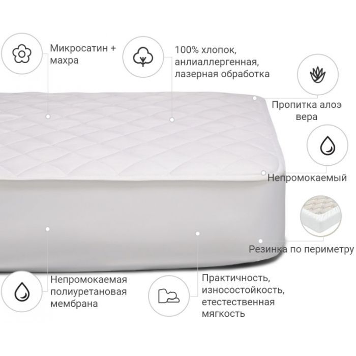 Наматрацник MirSon антиалергенний Universal двосторонній + Алое Віра 228 150x200 см (2200000378101) зображення 2