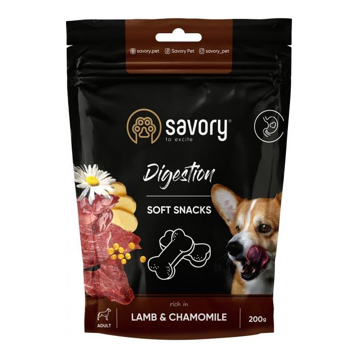 Лакомство для собак Savory для улучшения пищеварения ягненок и ромашка 200 г (4820232631348)