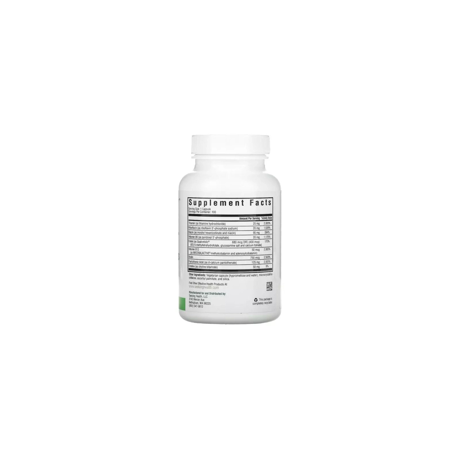 Витамин Seeking Health B-Комплекс, B Complex Plus, 100 вегетарианских капсул (SKH-52016) изображение 2