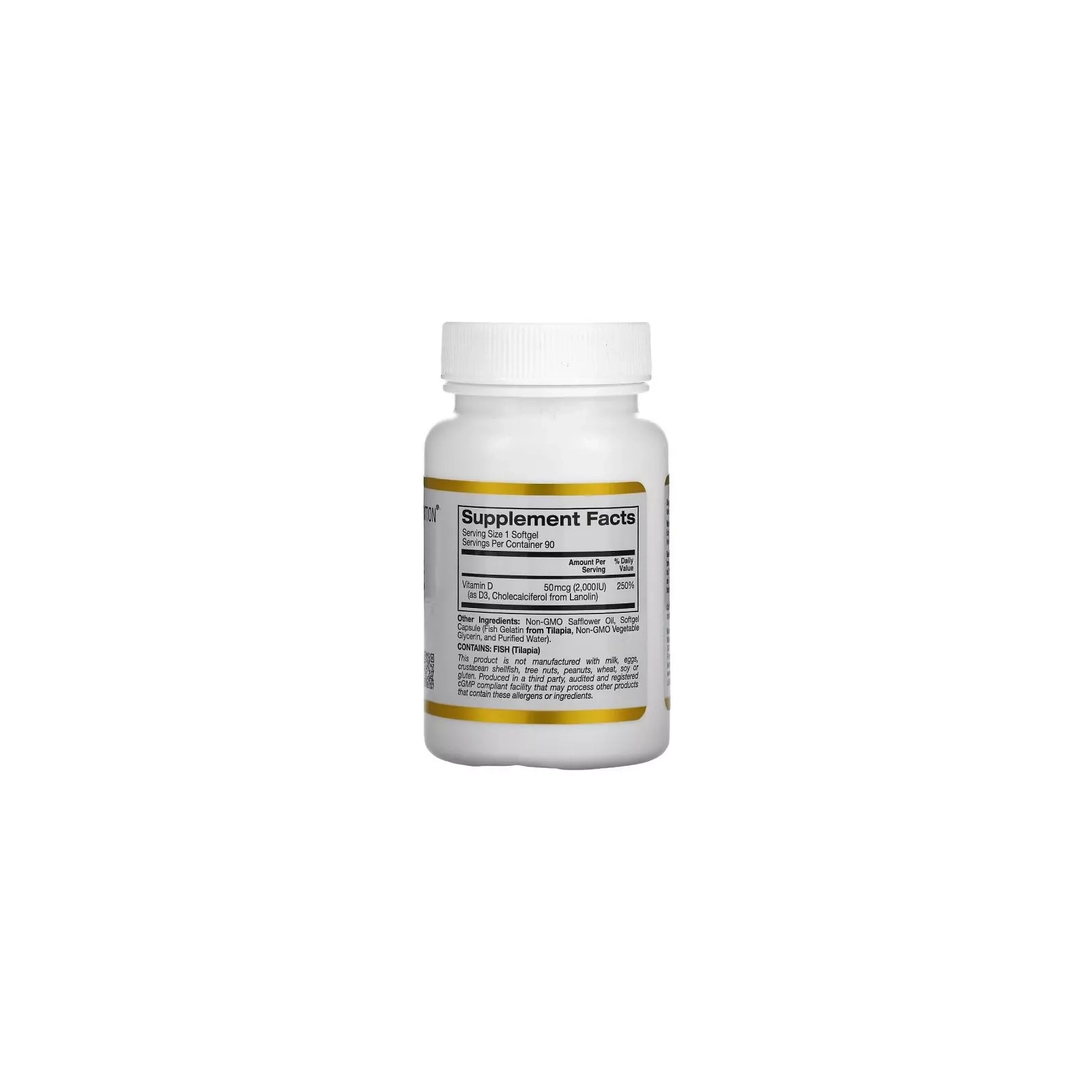 Витамин California Gold Nutrition Витамин D3, 2000 МЕ, Vitamin D3, 90 капсул из рыбьего желатина (CGN-01179) изображение 2