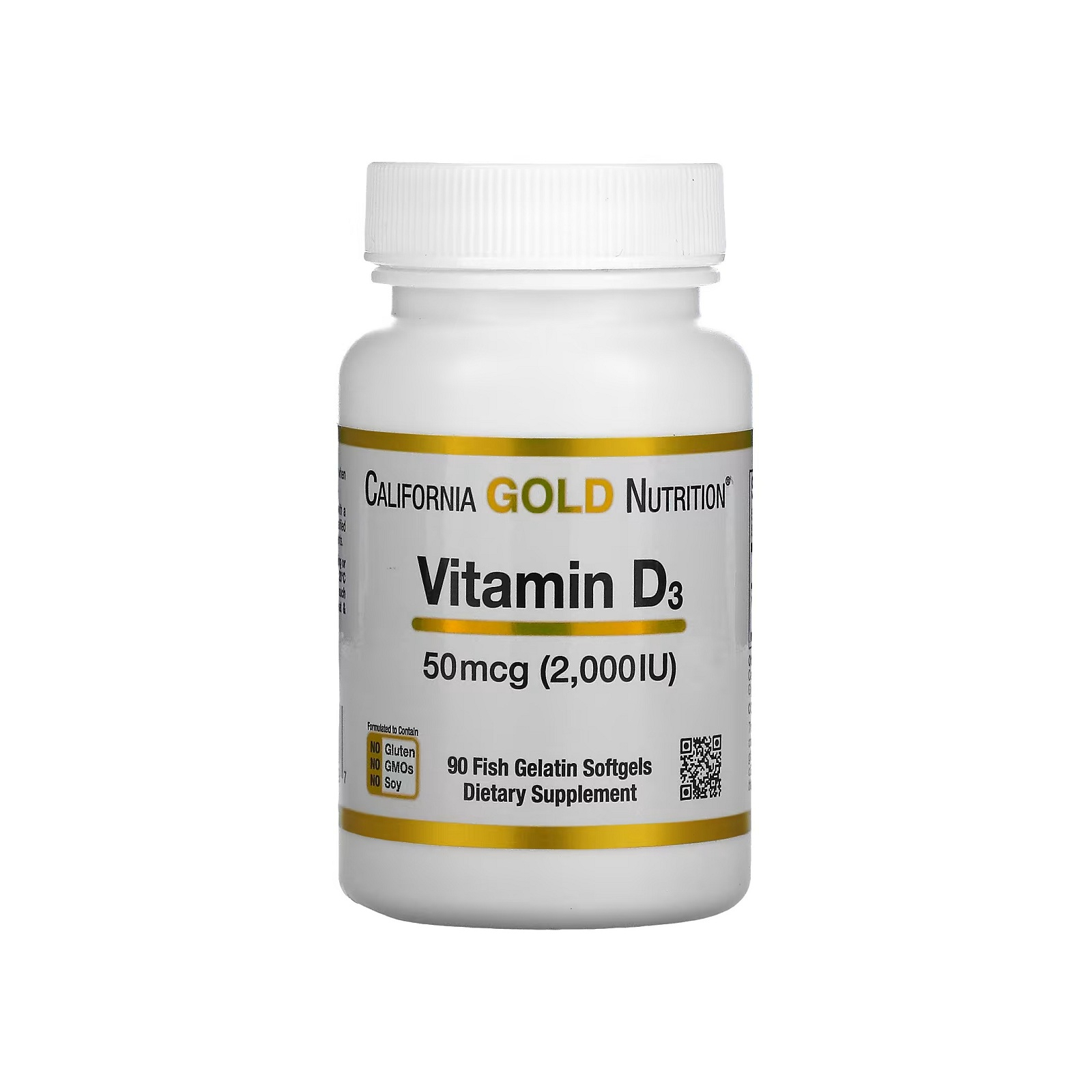 Вітамін California Gold Nutrition Вітамін D3, 2000 МО, Vitamin D3, 90 капсул з риб'ячого желатину (CGN-01179)