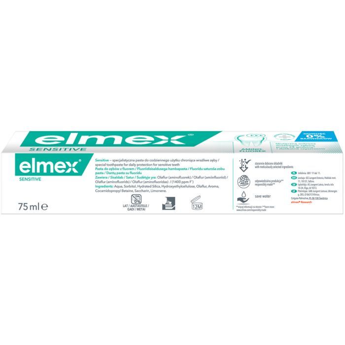 Зубная паста Elmex Sensitive с аминофторидом 75 мл (4007965560200) изображение 3
