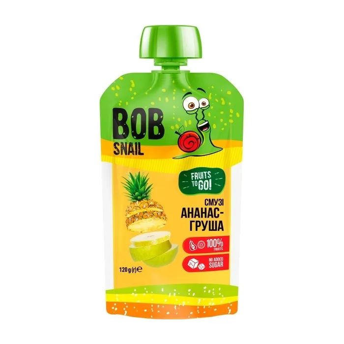 Детское пюре Bob Snail Улитка Боб Смузи Ананас-Груша, пастеризованное, 120 г (4820219343653)