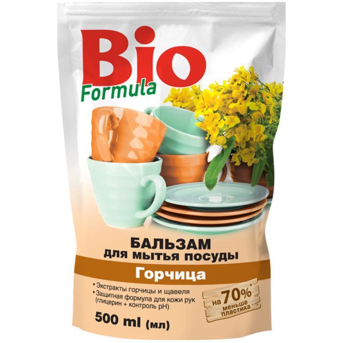 Средство для ручного мытья посуды Bio Formula Горчица дой-пак 500 мл (4823015922756)