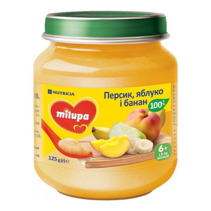 Дитяче пюре Milupa Яблуко Банан Персик 125 г (5900852051425)
