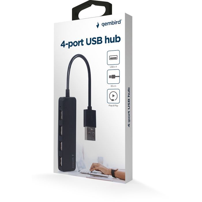 Концентратор Gembird USB 2.0 4 ports black (UHB-U2P4-06) зображення 3