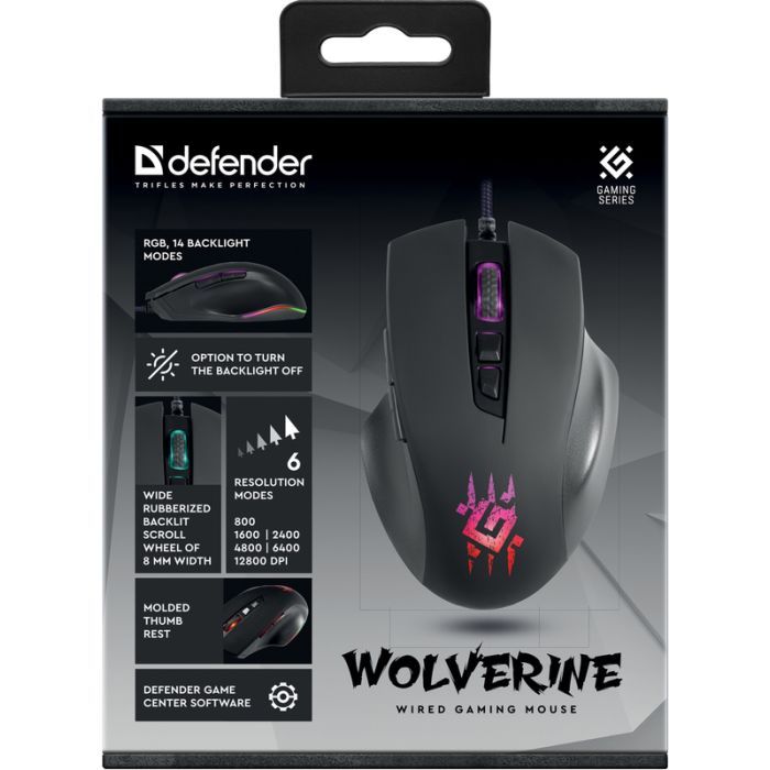 Мышка Defender Wolverine GM-700L RGB USB Black (52700) изображение 7
