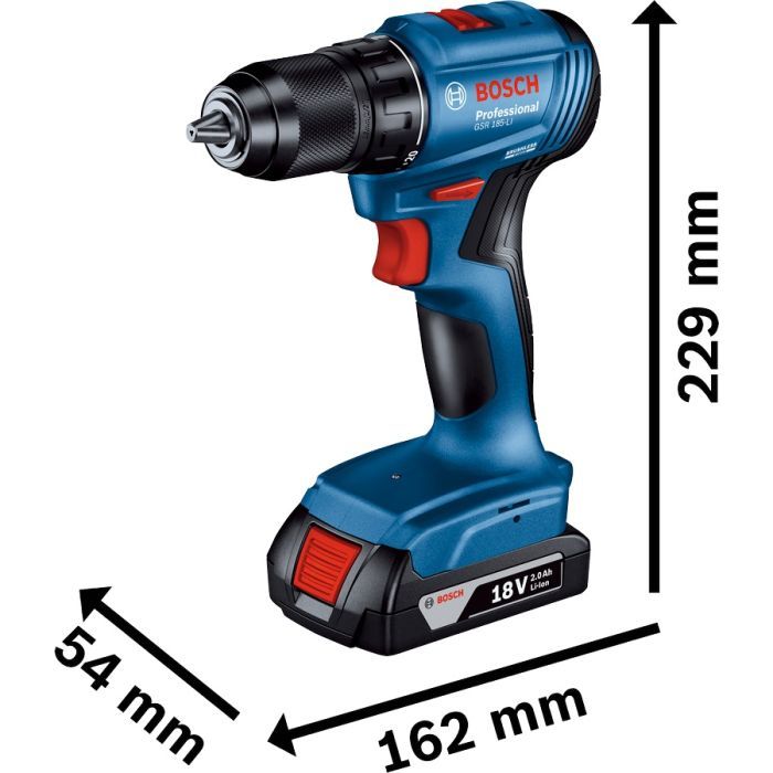 Шуруповерт Bosch GSR 185-LI, 2х2.0 Ah, ЗУ GAL 18V-20, кейс (0.601.9K3.000) изображение 5